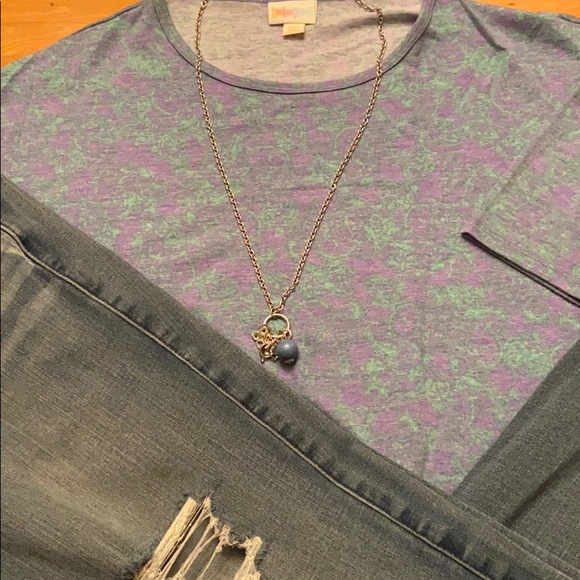 LuLaRoe IRMA Short Sleeve Tee T-Shirt Tunic XXS Purple Green Floral 3/$20 SALE! - Picture 2 of 10